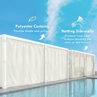 Outsunny 12' x 19' Aluminum Pergola with Adjustable Louvered, Outdoor Pergola with Curtains and Netting, Cream White(m-5)