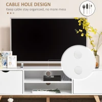 HOMCOM Modern Wooden TV Stand with 2 Storage Cabinet Stand for TV's up to 65" for Living Room Office, Storage Entertainment Center, White(m-6)