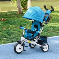 Qaba 6 in 1 Tricycle for Toddler 1-5 Years with Parent-Push Handle, Blue(m-8)