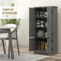 HOMCOM 4-Door Storage Cabinet Multi-Storey Large Space Pantry with Adjustable Shelves Grey(m-4)