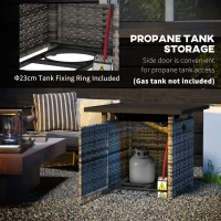Outsunny Outdoor PE Rattan Propane Fire Pit Table, 50,000 BTU Pulse-Ignition Wicker Fire Table, Mixed Grey(m-5)