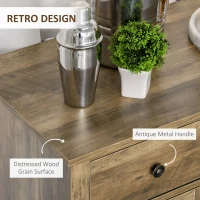 HOMCOM Farmhouse Sideboard Buffet Table Storage Cabinet with 3 Drawers, X-Shaped Wine Rack, Steamware Holder and Cabinets(m-5)