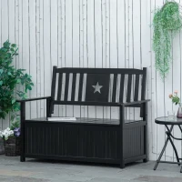 Outsunny Outdoor Storage Bench, 43 Gallon Deck Box with Armrests, Outdoor Storage Box for Patio Furniture Cushions and Garden Tools, Black(m-10)