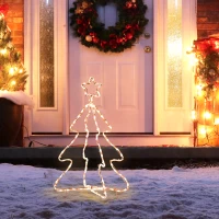 Outsunny 30" Outdoor LED Christmas Tree Rope Lights, LED Outdoor Christmas Decoration with Ground Stakes, Warm White(m-10)
