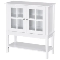 HOMCOM Sideboard Buffet Cabinet with Storage, Modern Coffee Bar Cabinet with 2 Glass Doors, Adjustable Shelf and Bottom Shelf, Console Table for Kitchen, Living Room, Dining Room, Hallway, White(m-11)