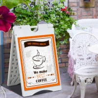 Vinsetto A Frame Sandwich Board Signs Outdoor 22" x 28" Sidewalk Sign with Weighted Tank & Weatherproof Design, White(m-10)