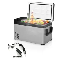 Outsunny 12 Volt Car Fridge, 42 Quart Electric Cooler, Dual Zone Portable Freezer with 12/24V DC and 110-240V AC for Driving, Travel, Fishing, Outdoor(m-2)