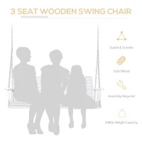 Outsunny 2 to 3 Seater Porch Swing Wood Patio Swing Chair Swing Bench with Foldable Table, Cup Holders, Steel Chains, White(m-4)