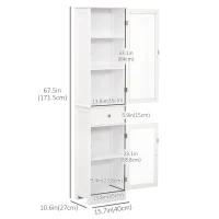 kleankin Tall Bathroom Cabinet, Bathroom Storage Cabinet with Drawers, 2 Doors and Adjustable Shelves, White(m-3)