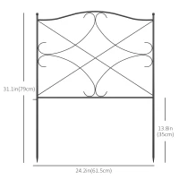 Outsunny 5 Pack Garden Fencing Linear Length 10 Feet Decorative Outdoor Fence Panels, Rustproof Metal Wire Border Edging Animal Barrier, 24 x 31-Inch per Piece, Black(m-3)