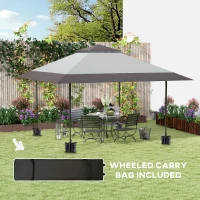 Outsunny 13' x 13' Pop Up Canopy Tent, UPF50+ Tents for Parties, Height Adjustable, with Wheeled Carry Bag and 4 Sand Bags, Gray(m-8)