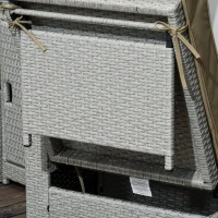 Outsunny 5PC Wicker Patio Lounger, Outdoor PE Rattan 5-level Adjustable Recliner Sofa Bed with Storage Side Table and Footstools, for Patio, Garden, Poolside, Khaki(m-10)