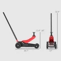 HOMCOM 3 Ton Big Wheel Hydraulic Car Jack Heavy Duty Steel Off-Road Jack with Extra Saddle for Trucks, SUVs, ATVs, Red(m-3)