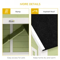 PawHut 64 Inch Rabbit Hutch with Asphalt Roof, Handle, Wheels, Multicolo(m-7)