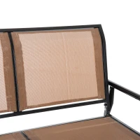 Outsunny 2 Person Steel and Mesh Fabric Sling Weather Resistant Outdoor Patio Glider Double Swing Chair - Brown(m-7)