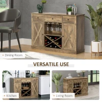 HOMCOM Farmhouse Sideboard Buffet Table Storage Cabinet with 3 Drawers, X-Shaped Wine Rack, Steamware Holder and Cabinets(m-10)