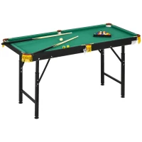 Soozier 55" Pool Table Set Folding Billiard Table with Adjustable Height, 2 Cues, 16 Balls, 2 Chalks, Triangle, Brush, Green(m-11)