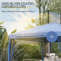 Outsunny 10' x 10' Pop Up Canopy Tent with Netting, Instant Gazebo, Screen House Room with Carry Bag, Height Adjustable, for Outdoor, Garden, Patio, Camping, Blue(m-5)