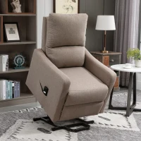 HOMCOM Electric Lift Recliner Chair Rising Power Chaise Lounge Fabric Sofa with Remote Control & Side Pocket for Living Room, Brown(m-1)