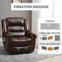 HOMCOM Dual Motor Electric Power Lift Recliner Chair for Elderly with Massage, PU Leather Reclining Chair with Side Pocket, Remote Control with USB Interface, Brown(m-5)