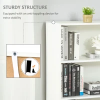 HOMCOM 4-Tier Open Bookshelf with Doors Modern Home Office Bookcase Storage Cabinet for Living Room Bathroom Study, White(m-6)