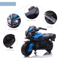 AOSOM Kids Electric Motorcycle Ride-On Toy 6V 3 km/h Max Speed for Kids 18 - 48 months Blue(m-7)