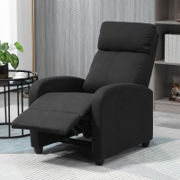 HOMCOM Fabric Recliner Chair, Manual Home Theater Seating, Single Reclining Sofa Chair with Padded Seat for Living Room, Black