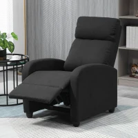 HOMCOM Fabric Recliner Chair, Manual Home Theater Seating, Single Reclining Sofa Chair with Padded Seat for Living Room, Black(m-8)