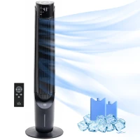 HOMCOM 42'' Evaporative Air Cooler, Ice Cooling Fan with 3 Speeds, 4 Modes, 12 Hour Timer, LED Display and Remote Control for Bedroom, Office or Living Room, Black(m-11)