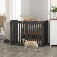 PawHut 80" Extra Wide Freestanding Pet Gate with Support Feet, Black(m-1)