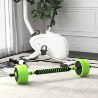 Soozier 88lbs 4-in-1 Adjustable Weight Dumbbell Set, Barbell, Kettlebell, Push Up Stand, Green(m-1)