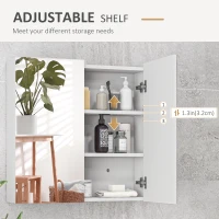 kleankin 24" x 24" Medicine Cabinet, Wall Mounted Bathroom Mirror Cabinet with Mirrored Doors, Adjustable Shelves and Soft Close Mechanism, High Gloss White(m-5)