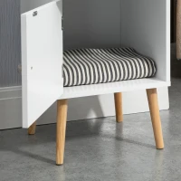 HOMCOM Modern Nightstand, Bedside Table with Drawer and Cupboard, Side End Table with Solid Wood Legs for Bedroom, White(m-10)