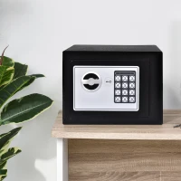 HOMCOM Small Steel Digital Electronic Safe Box Wall Mount Security Case Cabinet Keypad Lock Home Office Hotel Gun Cash Jewellery Black(m-7)
