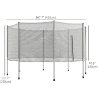 Soozier 14FT Enclosure Trampolining Bounce Safety Accessories Trampoline Net with 8 Poles, Grey(m-3)
