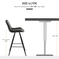 HOMCOM Set of 2 Microfiber Cloth Bar Stools, Multi-functional Kitchen Stools, Bar Chair with Metal Leg Padded Cushion Seat for Dining, Black(m-7)