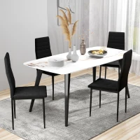 HOMCOM Modern Dining Chairs, Set of 4, High Back Upholstery and Metal Legs for the Living Room, Kitchen, Home Office, Black(m-8)