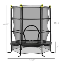 Soozier 5.3' Kids Trampoline with Safety Enclosure for 3-10 Years, Black(m-3)