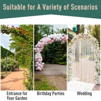 Outsunny 7' Metal Garden Arbor Arch with Lucky Leaf Clover Doors for Ceremony, Weddings, Party, Backyard and Lawn(m-4)