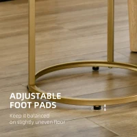 HOMCOM Set of 2 Nesting Coffee Tables with Metal Base, Round Side Table with Tempered Glass Tabletop for Living Room, Bedroom, Gold(m-6)