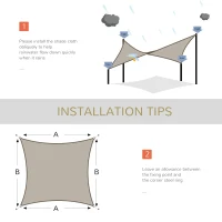 Outsunny 16' x 20' Sun Shade Sail Canopy Outdoor Shade Sail Cloth for Patio Deck Yard with D-Rings and Rope Included, Light Brown(m-7)