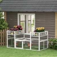 PawHut 7.3' x 3.6' Wooden Chicken Coop Combinable Design with Storage Shelf for 2-4 Chickens, Ducks, Goose, Rabbits, White(m-8)