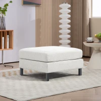 HOMCOM Ottoman Module for Modular Sectional Sofa, Upholstered Footrest with Wood Legs and Pocket Spring, Cream White(m-10)