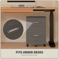 Vinsetto Mobile Filing Cabinet, Vertical File Cabinet with 2 Drawers, Wheels, for Letter or A4 File, Grey(m-6)