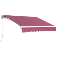 Outsunny 8' x 6.5' Manual Retractable Awning with LED Lights, Aluminum Sun Canopies for Patio Door Window, Wine Red(m-11)