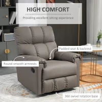 HOMCOM Rocker Recliner Chair with Overstuffed Back and Seat, Faux Leather Manual Reclining Chair with Footrest and 360 Swivel Rotation Base for Living Room, Brown(m-6)