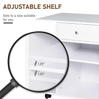 Vinsetto Printer Stand Desk Side File Cabinet, Rolling Cart with Wheels, Adjustable Shelf, Drawer, CPU Stand, White(m-6)