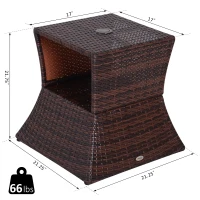 Outsunny Outdoor Side Table with Umbrella Hole, 2 Tier Rattan Wicker End Table with Storage Shelf, All Weather for Outdoor, Patio, Garden, Backyard, Mixed Brown(m-3)