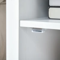 HOMCOM Wooden3-Tier Modern Nightstand with Pullout Shelf, Adjustable Open Shelf, and Door Cabinet, White(m-9)