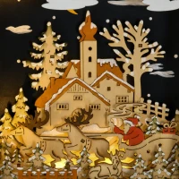 HOMCOM Christmas Advent Calendar, Wooden Countdown to Christmas Table Decoration with 24 Drawers, Lights, Battery Operated(m-9)